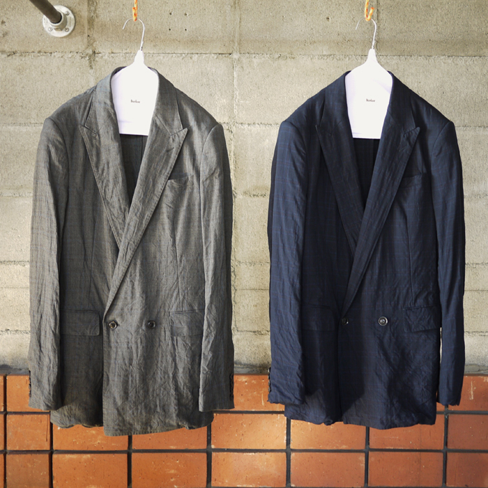 kolor / Tencel Tropical Check Double Breasted Jacket