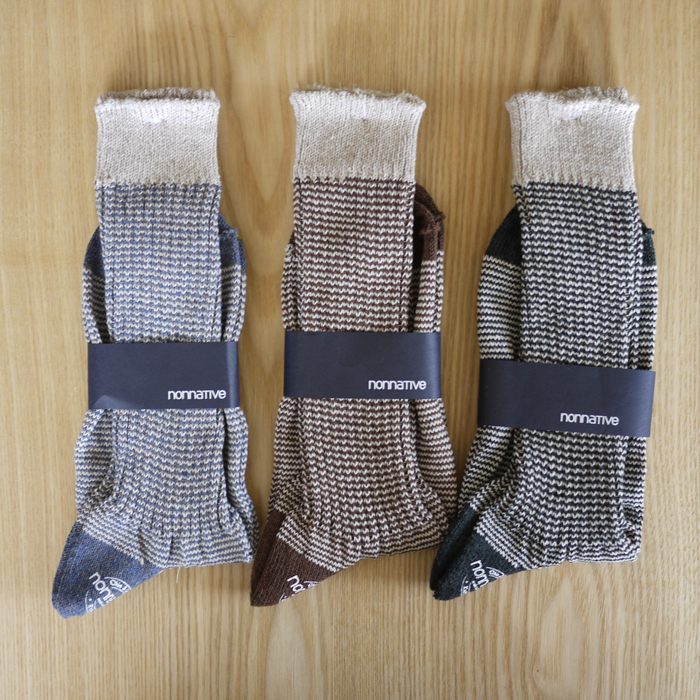 nonnative / Dweller Socks Hi – C/P/N Micro Border