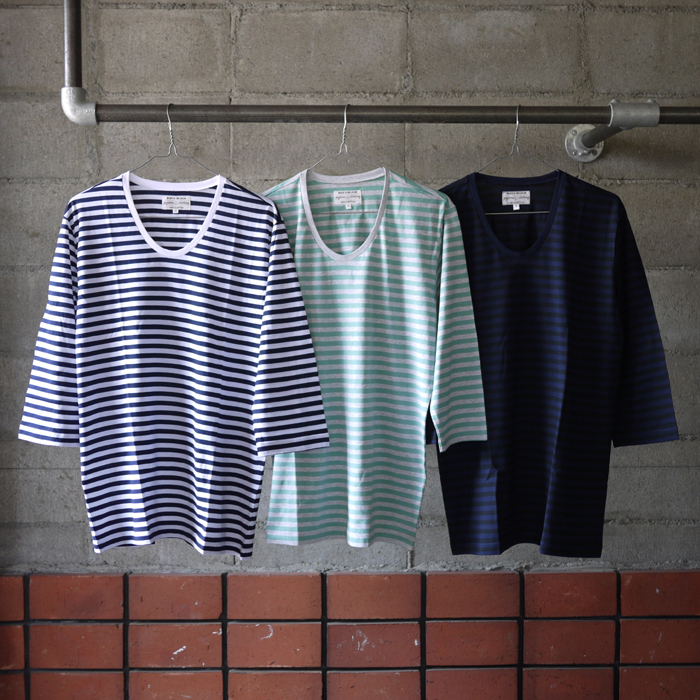 pyjama clothing / 3/4 Loose Neck Stripe