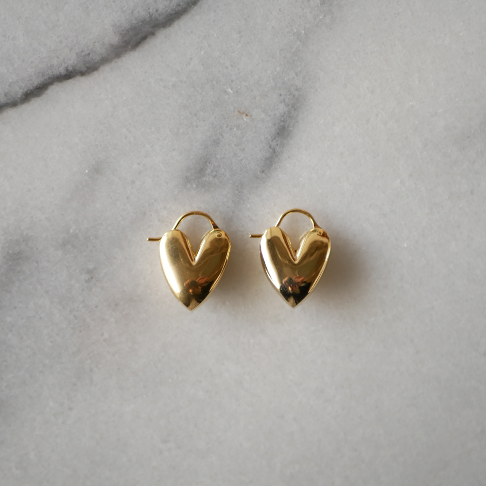 Tiny Puffy Heart Hoops (Gold) | EUREKA FACTORY HEIGHTS