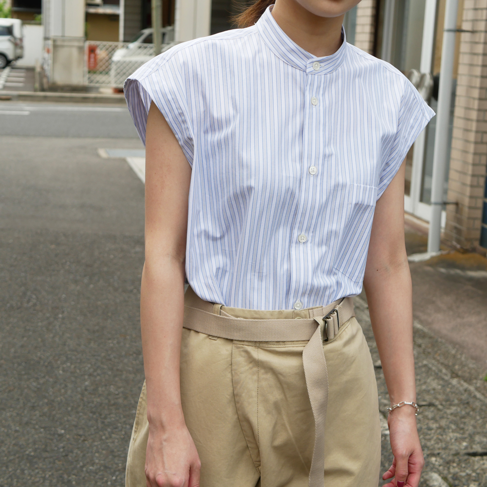 Washed Finx Twill Stripe Sleeveless Shirts (Women's) | EUREKA 