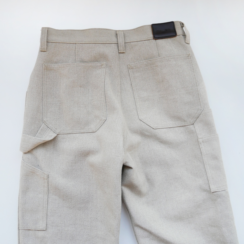 【美品】  FUMIKA UCHIDA / フミカウチダ | 2020AW | CANVAS BONDING PAINTER PANTS リネンキャンバス ペインターパンツ | 34 | 生成り | レディース