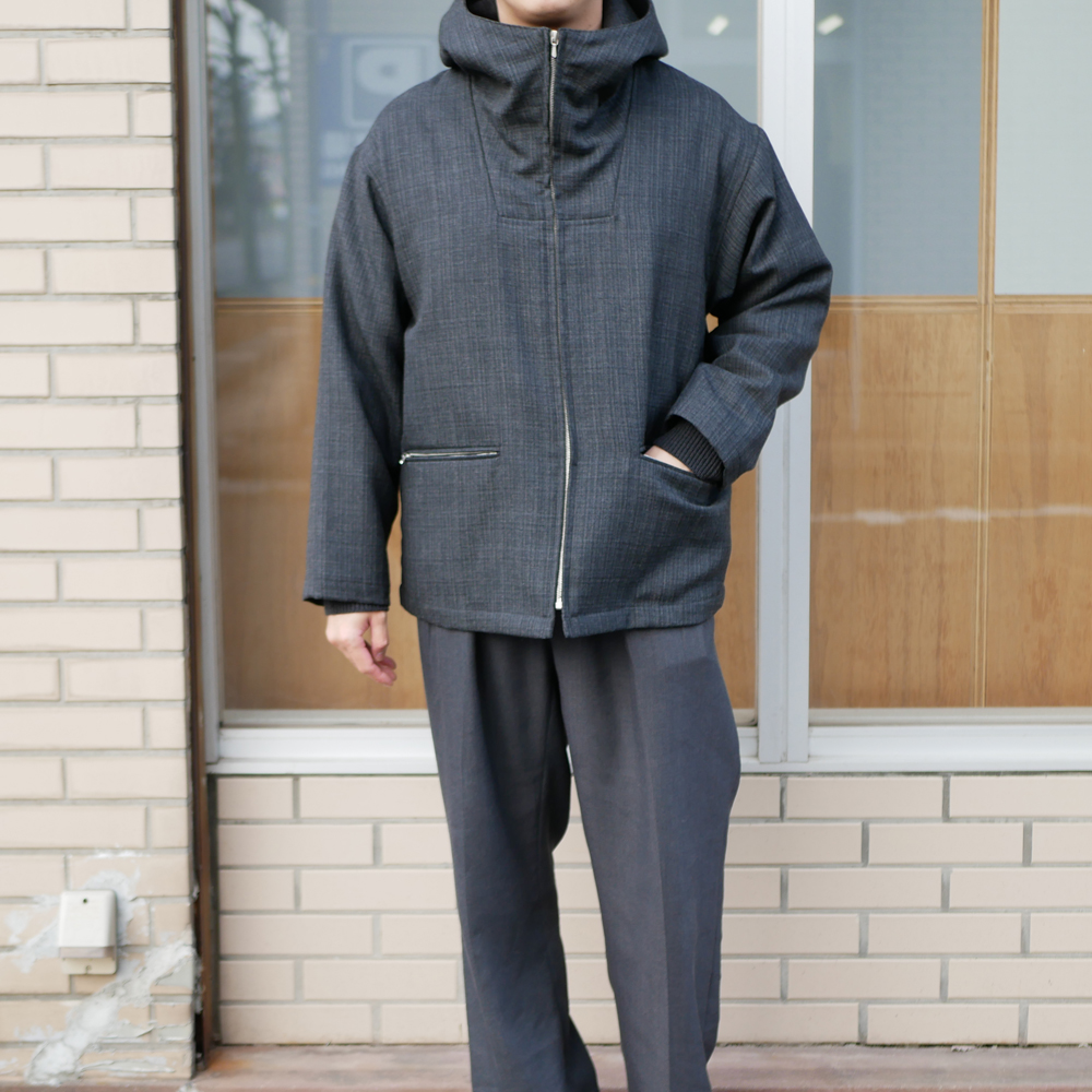 BLUEFACED WOOL DOUBLE CLOTH ZIP HOODIE 3 | labiela.com