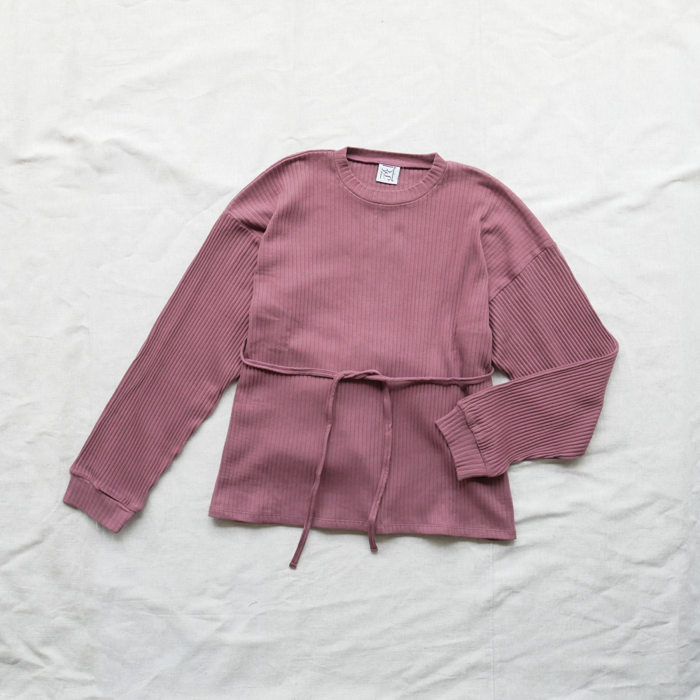 【BASERANGE 】SHAW LONG SLEEVE-RIB FLEECE