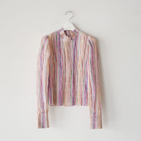 pelleq-shirringstandcollarshirt