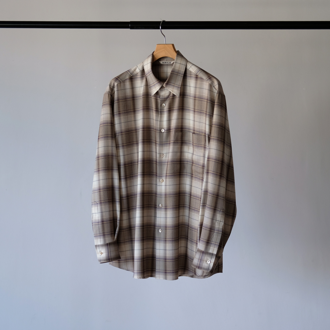 AURALEE SUPER LIGHT WOOL CHECK SHIRTSトップス - シャツ