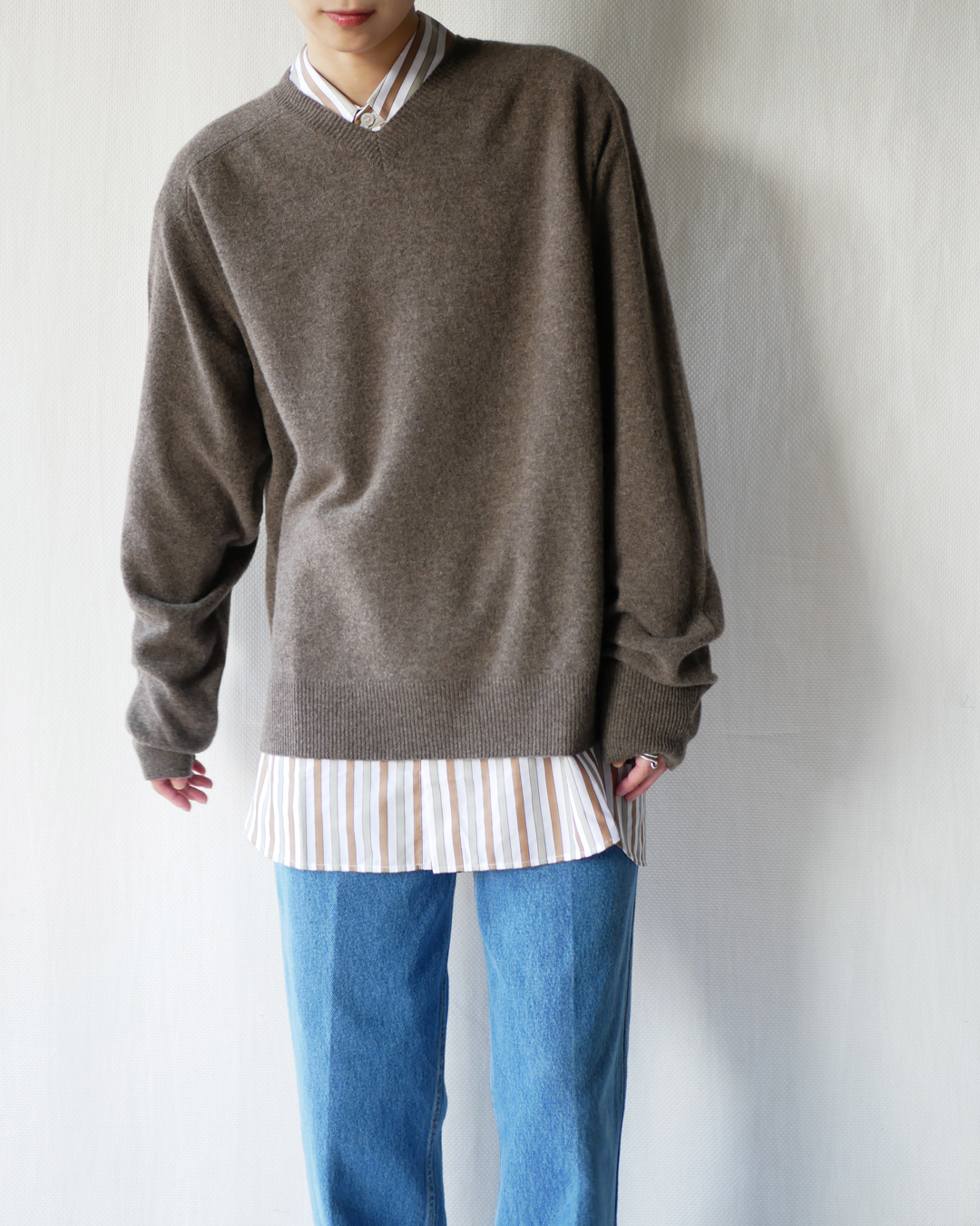 cristaseya-brownoversizedvneckflannelsweater