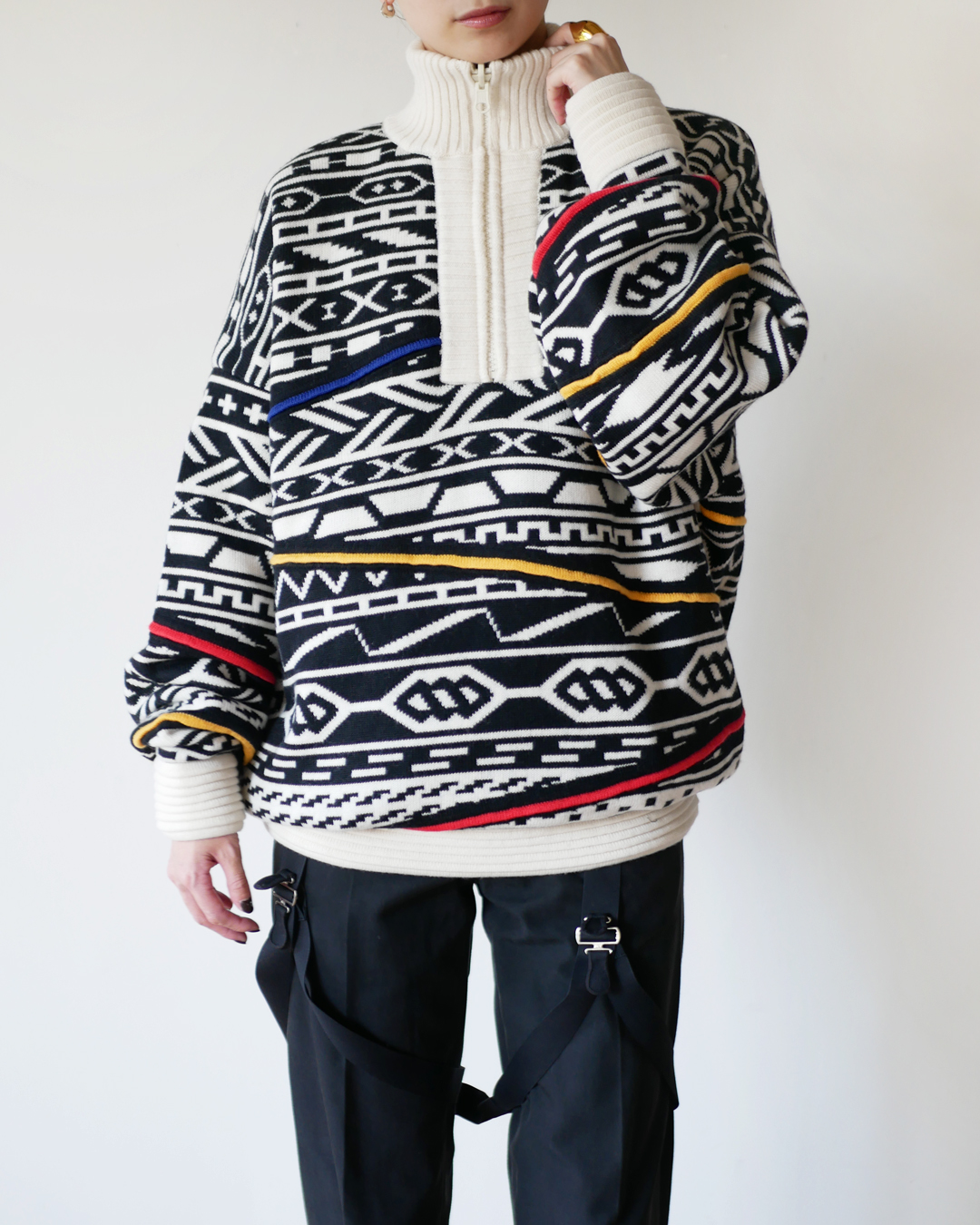 fumikauchida-jacquardknittedoversizedreversiblehalfzipjumper