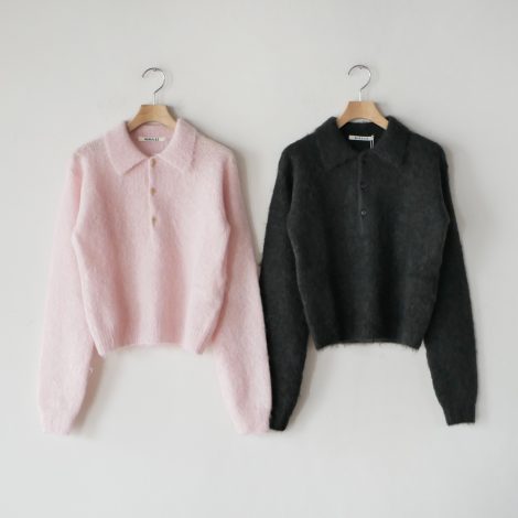 auraleewomens-brushedsuperkidmohairknitshortpolo