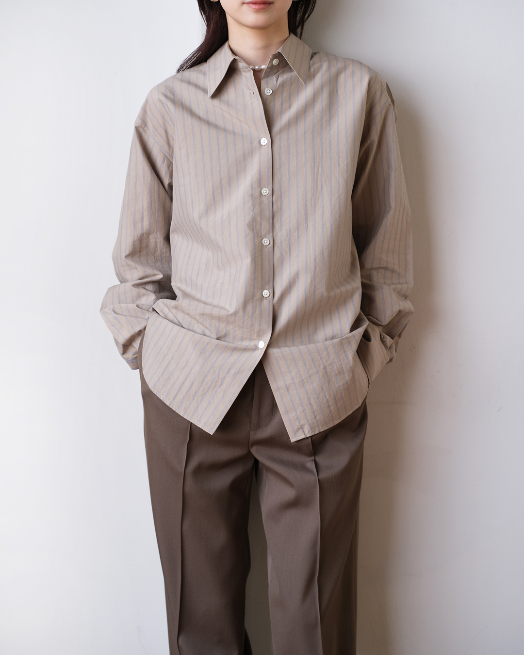 Silk Cotton Stripe Shirt (Women