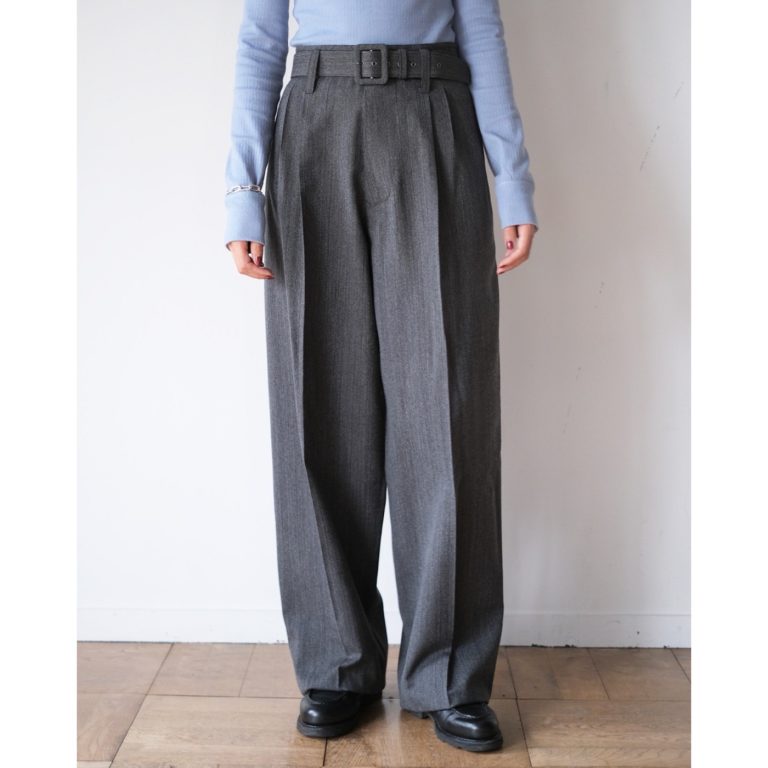fumikauchida-herringbonebeltedwide2tuckpants