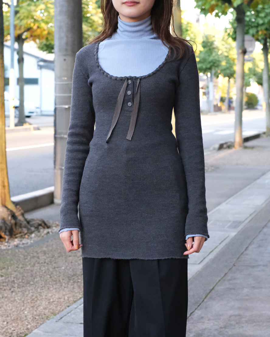 fumikauchida-ribstitchhenleyneckunderwear