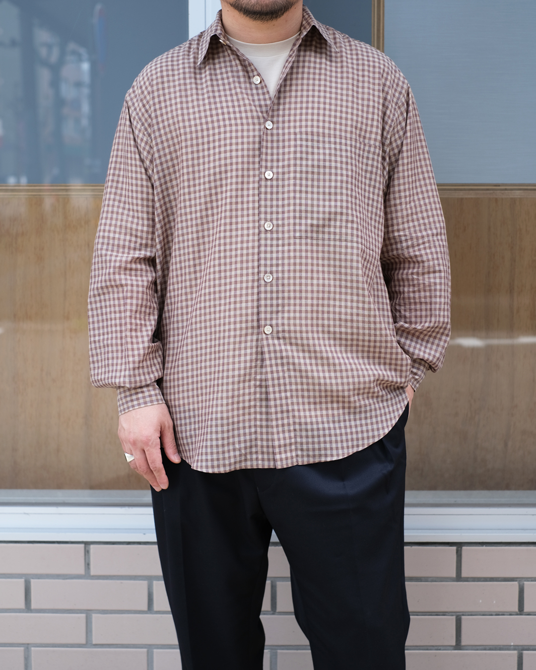 auralee-26ssairylightcottoncheckbigshirt