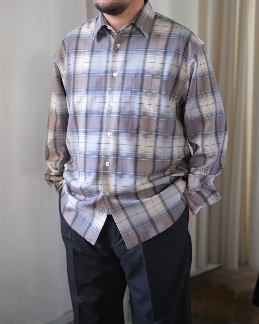 auralee-26sssuperlightwoolcheckshirt