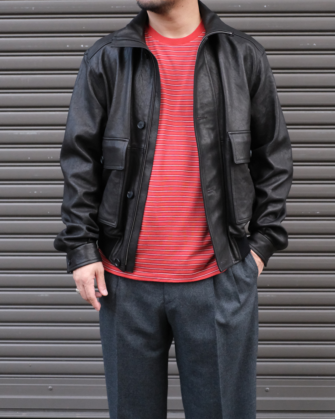 auralee-26awtexturedlambleatherblouson