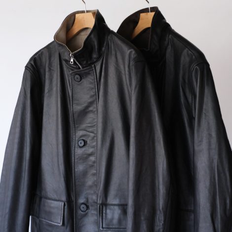 auralee-mensreversiblewooltwistedtwillsheepleatherhalfcoat