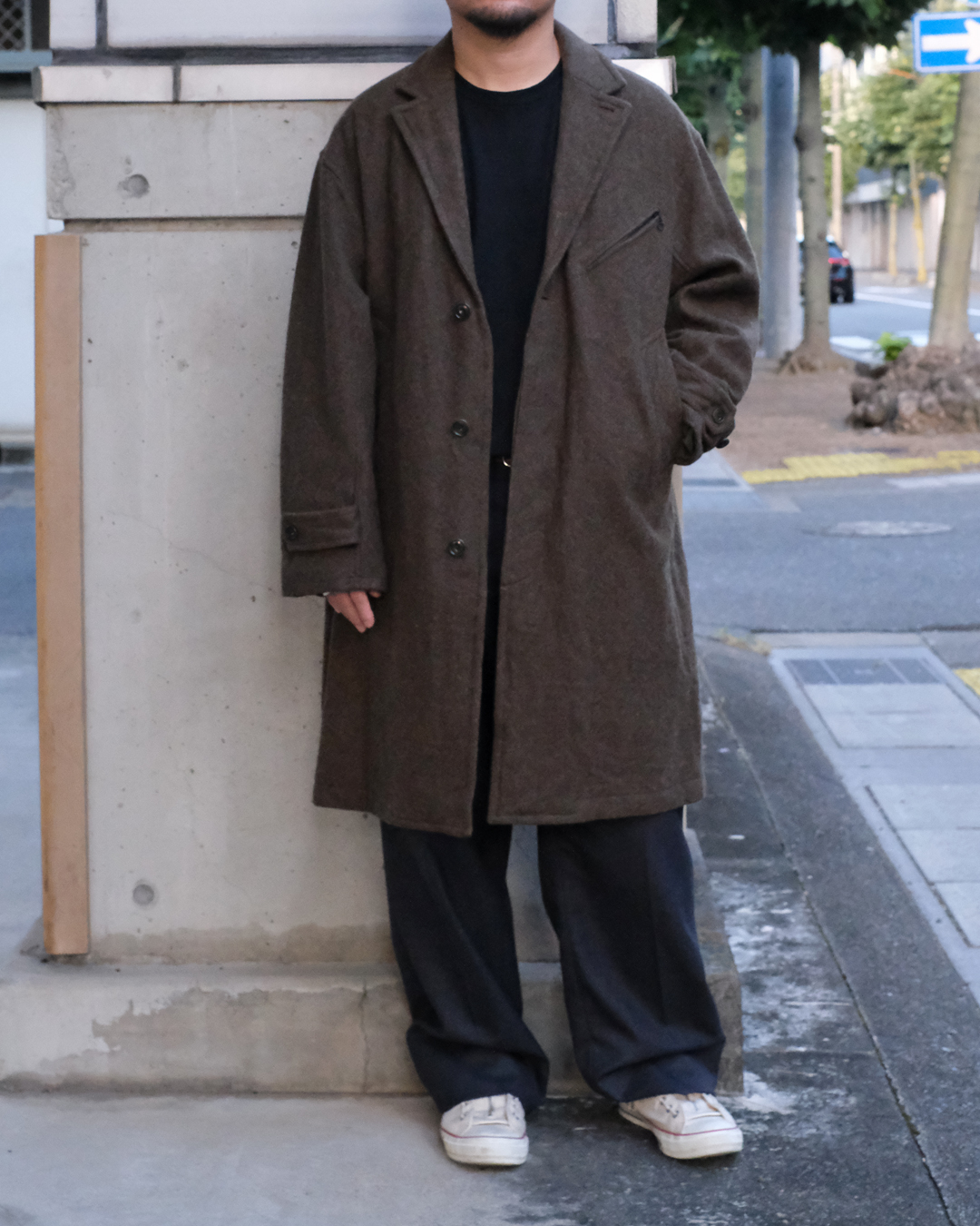nonnative-wandererlongcoatwoolnylonmeltonowwithwindstopper